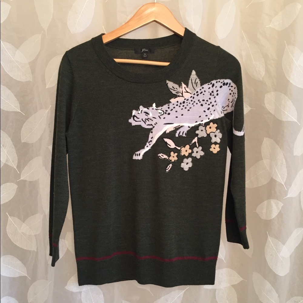 J Crew wool appliqué sweater